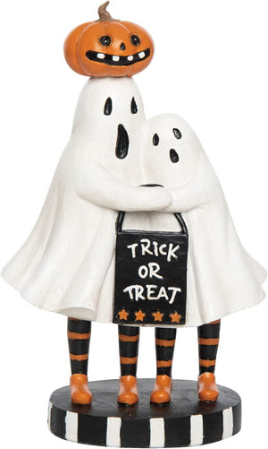 11-Inch Decorative Vintage Ghost Trick or Treaters Figurine - Cute, Spooky Retro Halloween Statue for Classroom, Office and Home Decor - Tabletop, Shelf Sitter, and Mantel Decoration
