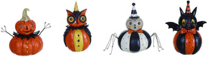 Set of 4 Vintage Halloween Pumpkin Character Figurines – Tabletop Halloween Decoration