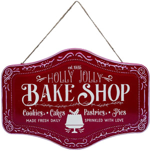 Vintage Metal Christmas Bakery Hanging Sign – Retro Holiday Wall Decor for Home, Front Porch, or Kitchen