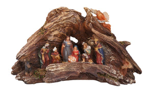 Stunning Lighted Wood Knot Manger Tabletop Christmas Nativity Scene