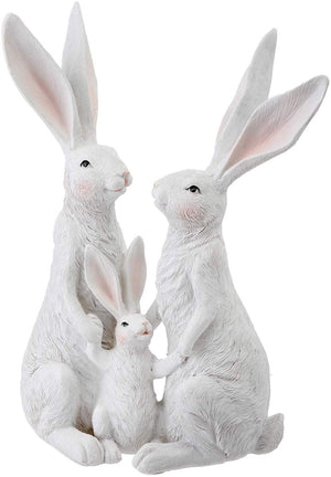 Spring White Long Ear Bunny Family Figurine – Tabletop Easter Decoration