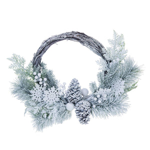 Elegant Snowy Pine Christmas Wreath – Hanging Holiday Decoration