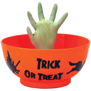 Animated Witch Hand Candy Bowl Trick or Treat Dish Halloween Decoration with Sound