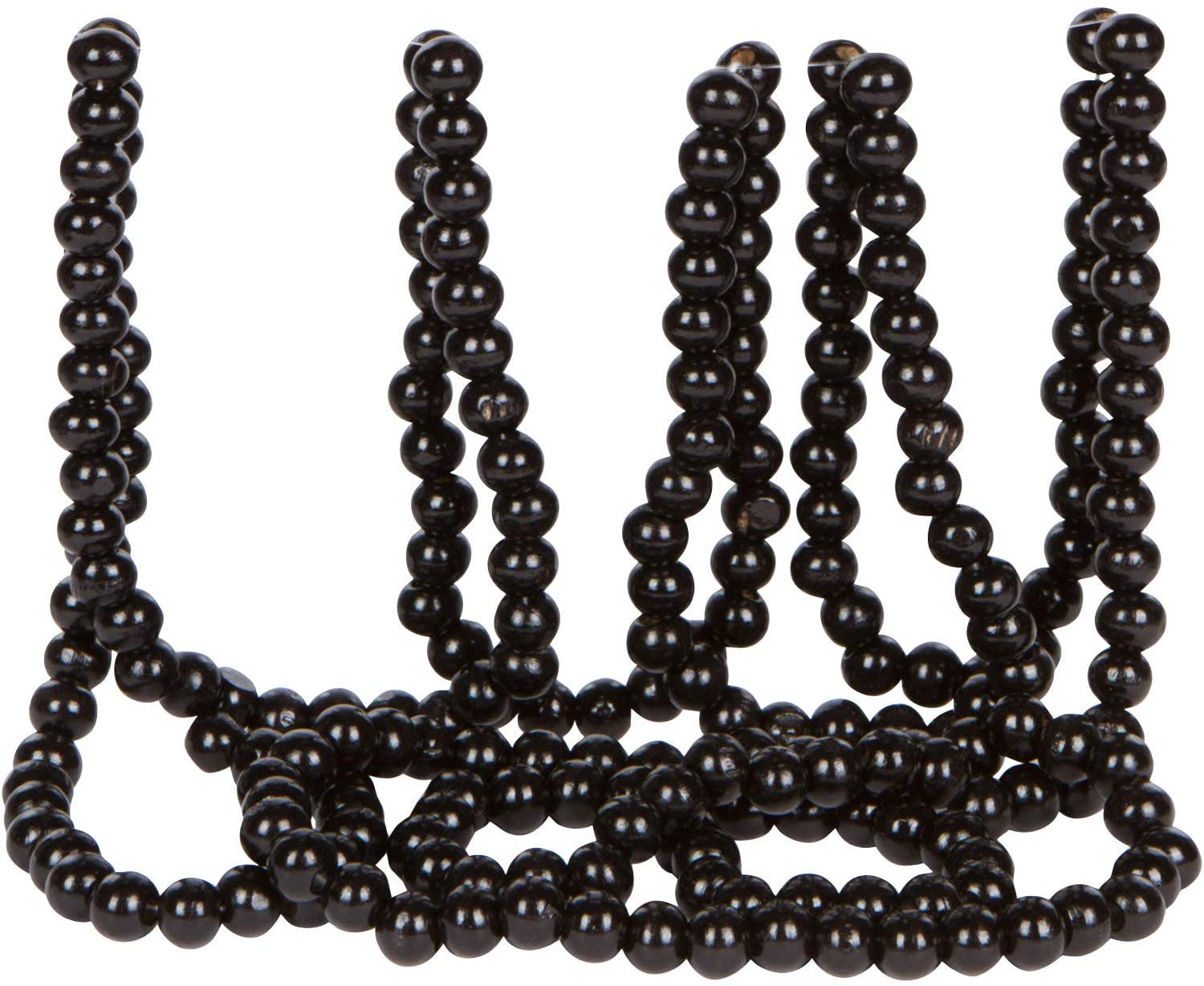 Vintage Style Black Wood Bead Garland Christmas Tree Halloween Holiday Decoration, 9 Feet