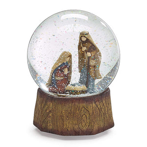 Rustic Silent Night Nativity Snow Globe – Tabletop Christmas Decoration