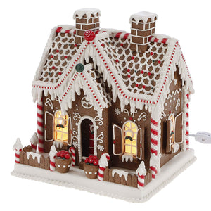 11 Inch Lighted Gingerbread House Holiday Decoration - Tabletop Christmas Decoration