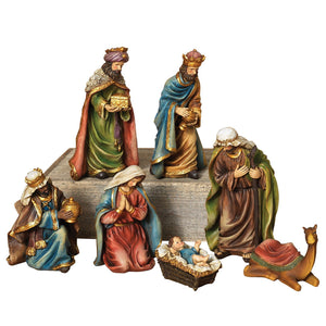 Old World Style Traditional Christmas Nativity Set, 7-Piece Holiday Decoration