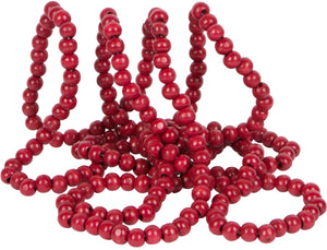 Vintage Style Wooden Cranberry Bead Garland Christmas Tree Holiday Decoration, 9 Feet