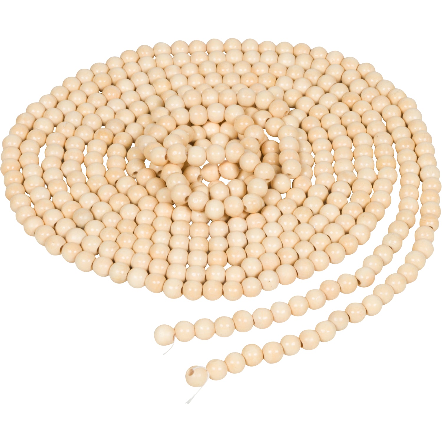 18-Foot Extra Long Rustic Natural Beige Wood Bead Garland Christmas Tree Decoration