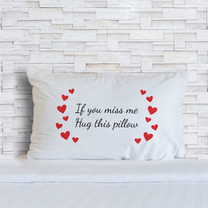 Orchid & Ivy If You Miss Me Hug This Pillow Love Pillowcases - Romantic Gift for Valentines Day, Anniversary, Christmas, Long Distance Relationship - Boyfriend Girlfriend Mother Daughter Gifts