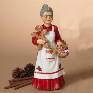 12-Inch Christmas Chef Claus Figurine Holding Gingerbread Man Cookies