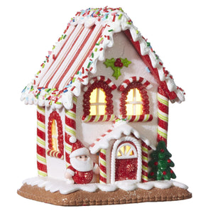 7-Inch Light Up Gingerbread Cottage House w/Peppermint Candy, Sprinkles