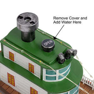 Santa Ship Boat with Sounds and Smoke Light-Up Christmas Village Scene Accessory Figurine