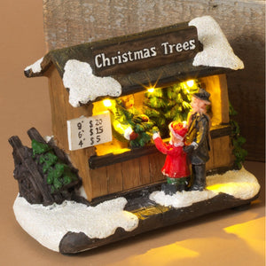 Miniature LED Light-Up Christmas Shops Holiday Decorations - 2 variants