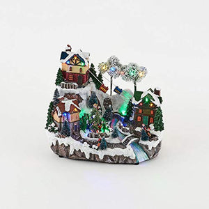 Animated Christmas Village Alpine Ski Town with Lights and Music - Animated Holiday Decoration