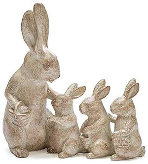 Rustic Spring Bunny Family Figurine – Tabletop Easter Decoration