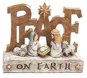 Sculpted Nativity Scene Figures with Christmas Messages - Tabletop Holiday Decorations