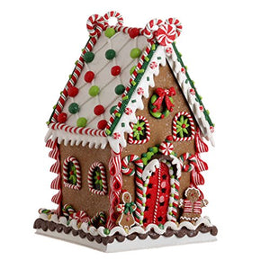 14 Inch Classic Christmas Gingerbread House with Candy Details - Tabletop Holiday Decoration