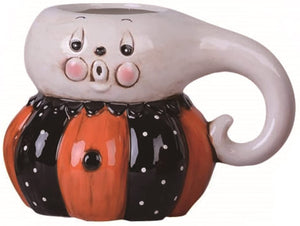 Vintage Halloween Ghost Character Pumpkin Shape Ceramic Coffee Mug Tableware