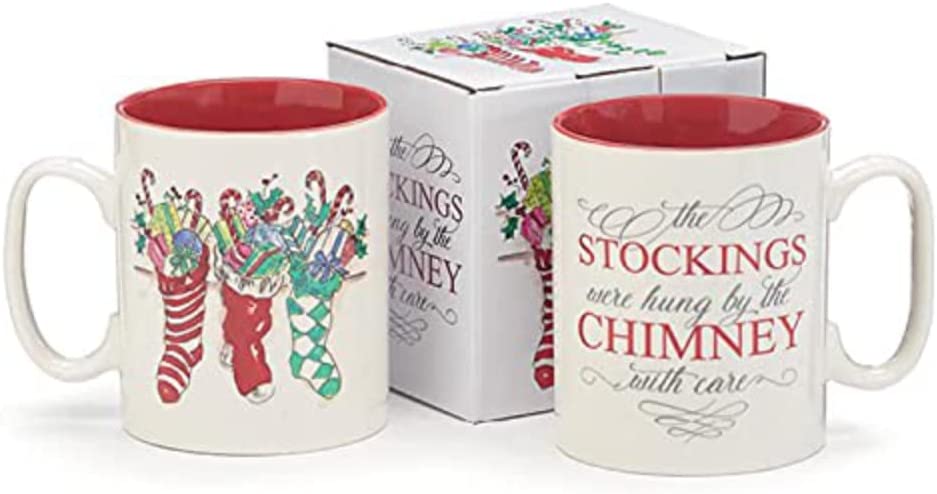 Christmas Stockings Ceramic Mug with Red Interior Festive Christmas Xm -  One Holiday Way