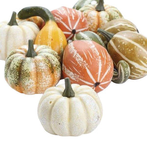 Artificial Gourds and Pumpkins Assorted Fall Table Decoration, 12 Piece Set