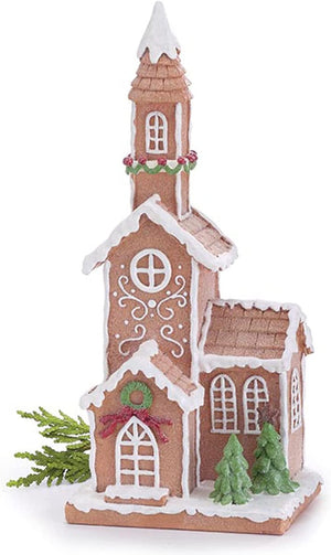 Large 12.5-Inch Decorative Faux Gingerbread Candy Cookie Icing Church House Christmas Decoration - Village Town Festive Xmas Pre-Build Decorated Big Winter Home Kitchen Office Decor
