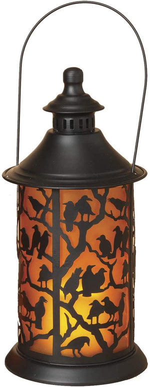 LED Lighted Halloween Lantern with Spooky Silhouette – Hanging Halloween Decoration (Bird)