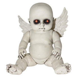 Creepy Light Up Haunted Angel Baby Doll – Tabletop Halloween Decoration