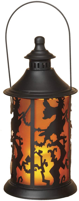 LED Lighted Halloween Lantern with Spooky Silhouette – Hanging Halloween Decoration (Witch)