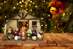 Medium Size Kids Christmas Nativity Scene with Creche, Set of 12 Figures