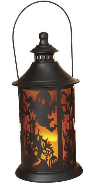 LED Lighted Halloween Lantern with Spooky Silhouette – Hanging Halloween Decoration (Ghost)