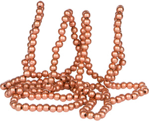 Vintage Style Metallic Rose Gold Wood Bead Garland Christmas Tree Holiday Decoration, 9 Feet