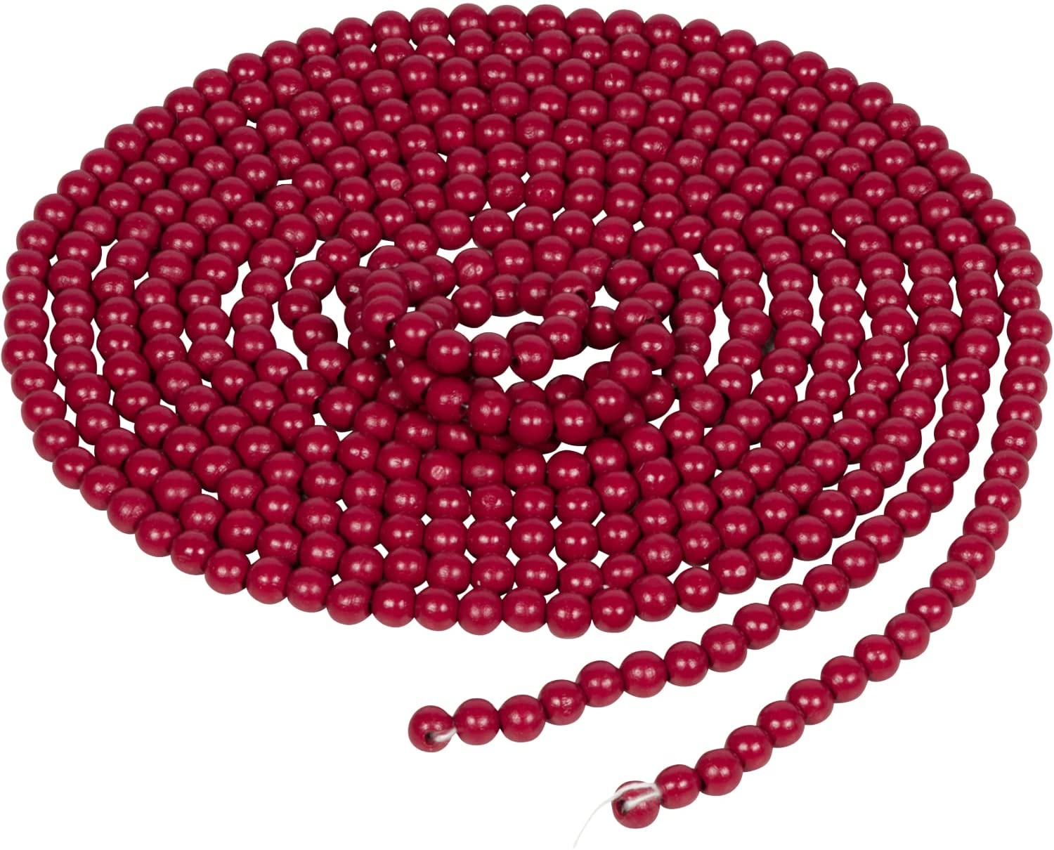 18-Foot Extra Long Rustic Cranberry Dark Red Wood Bead Garland Christm -  One Holiday Way