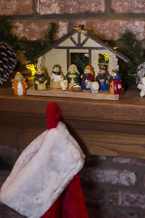 Medium Size Kids Christmas Nativity Scene with Creche, Set of 12 Figures