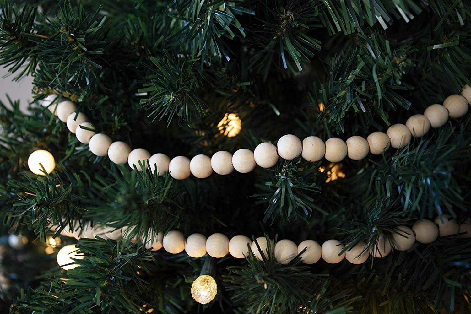 18-Foot Extra Long Rustic Unfinished Wood Bead Garland Christmas