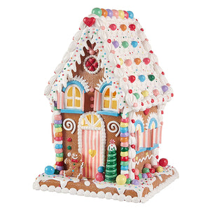 One Holiday Way 14-Inch Whimsical Lighted Gingerbread Candy House – Tabletop Christmas Decoration