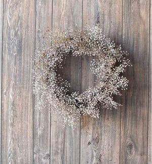 Orchid & Ivy 20-Inch Rustic Faux Tiny Leaves Grapevine Fall or Christmas Front Door Wreath in White Dappled Leaf Finish