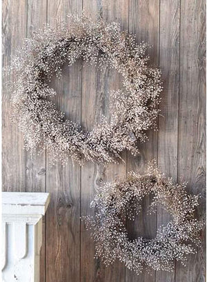 Orchid & Ivy 20-Inch Rustic Faux Tiny Leaves Grapevine Fall or Christmas Front Door Wreath in White Dappled Leaf Finish