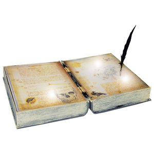 Animated Spell Book with Feather Halloween Decoration Party Prop Haunted Accessory