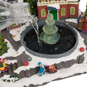 Light-up Animated Musical Working Fountain Vintage Victorian Christmas Village House Scene Accessory Figurine – Collectible LED Lighted Xmas Home Decor Accent Tabletop Decoration