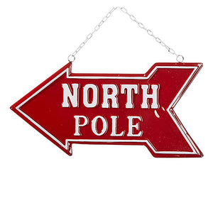 Vintage Metal North Pole Arrow Sign – Hanging Christmas Decoration