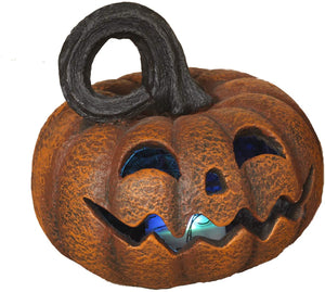 LED Lighted Spooky Halloween Pumpkin Jack O Lantern – Tabletop Halloween Decoration (Short)