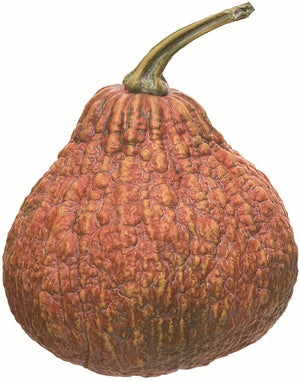 Rustic 8-Inch Artificial Orange Gourd Faux Pumpkin with Realistic Texture - Fall Tabletop Decoration