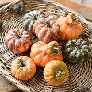 Set of 8 Assorted Multicolor Rustic Faux Pumpkins with Speckled Accents - Fall Table Bowl Filler Decoration