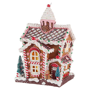 14-Inch Whimsical Lighted Ice Cream Gingerbread House – Tabletop Christmas Decoration