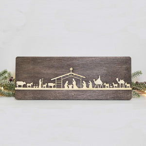 Large Wooden Elegant Nativity Easel – Tabletop Christmas Decoration