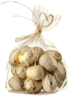 Bag of 24 1-inch Marbled Gold Gilded Decorative Easter Eggs – Tabletop Spring Decoration – Golden Home Decor Accent