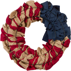 20-Inch Rustic Red White and Blue Patriotic Burlap Fabric Front Door Wreath with Metal Star Bow – Country Americana Decoration – Indoor Outdoor 4th of July Home Decor