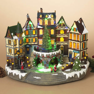 Animated Musical Dickens Christmas Village with Lights and Rotating Tree - Animated Holiday Decoration