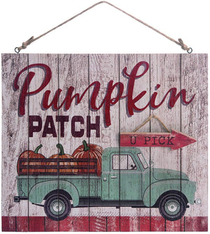 Wood Panel Fall Pumpkin Truck Sign – Autumn Wall Decor (Pumpkin Patch)